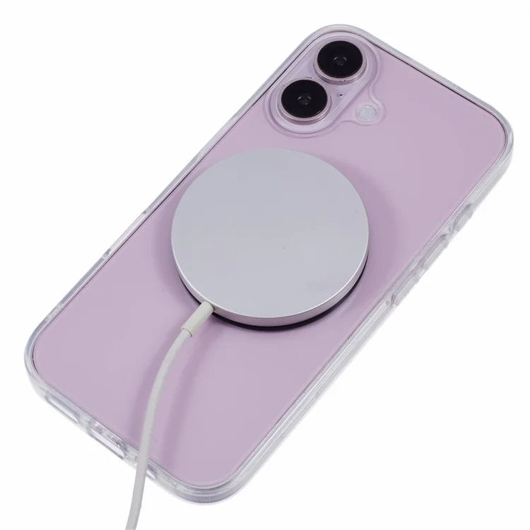 For iPhone 16 Plus Case Compatible with MagSafe TPU+Acrylic Phone Cover Rhinestone Decor - Pink
