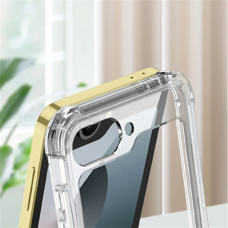 GKK For Samsung Galaxy Z Flip7 FE 5G / Z Flip6 5G Clear Case Airbag Hinge Protector Kickstand PC Phone Cover with Strap - Silver