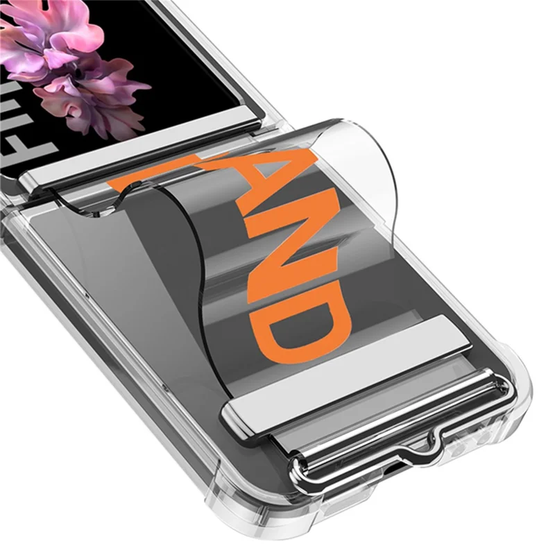 GKK For Samsung Galaxy Z Flip7 FE 5G / Z Flip6 5G Case Strap Kickstand Soft TPU+PC Phone Cover - Transparent Orange