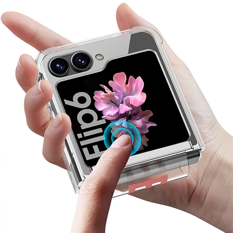GKK For Samsung Galaxy Z Flip7 FE 5G / Z Flip6 5G Case Strap Kickstand Soft TPU+PC Phone Cover - Transparent Orange