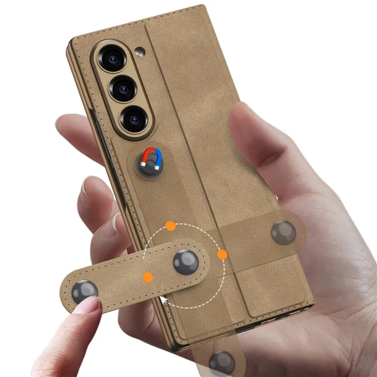 GKK Para Samsung Galaxy Z Fold6 5G Case Slot Span Stand Cover Con Película de Pantalla - Marrón Mate