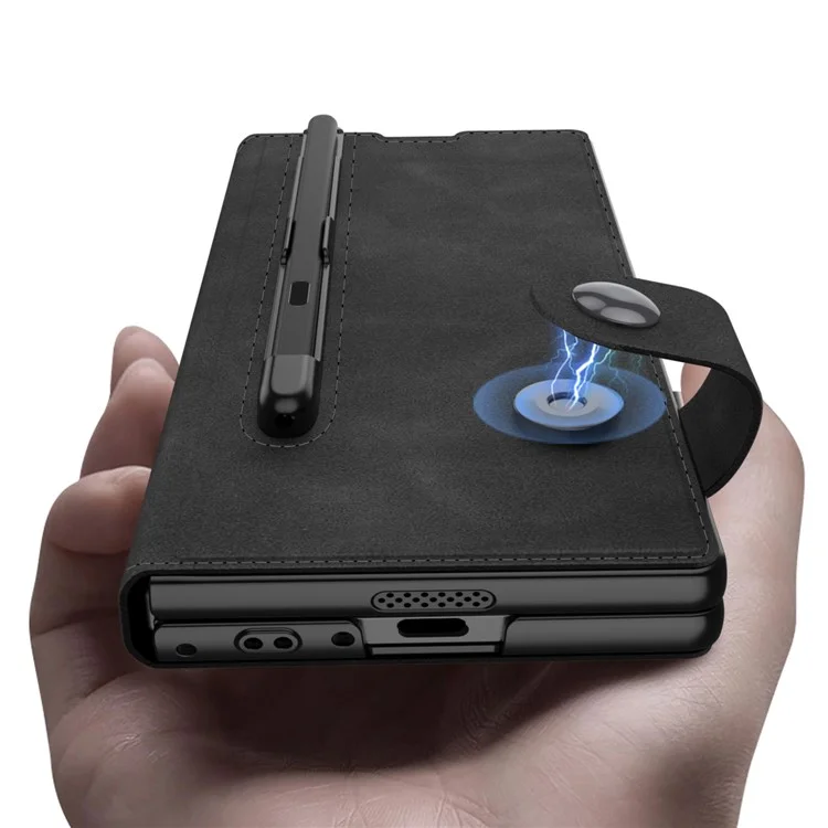 GKK Para Samsung Galaxy Z Fold6 5G Case Slot Span Stand Cover Con Película de Pantalla - Marrón Mate