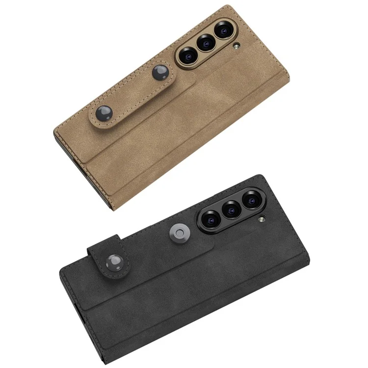 GKK Para Samsung Galaxy Z Fold6 5G Case Slot Span Stand Cover Con Película de Pantalla - Marrón Mate