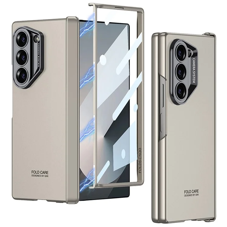 GKK Per Samsung Galaxy Z Fold6 5G Custodia Cerniera Magnetica Protettore PC Cover Telefonica con Pellicola Schermo - Grigio Titanio
