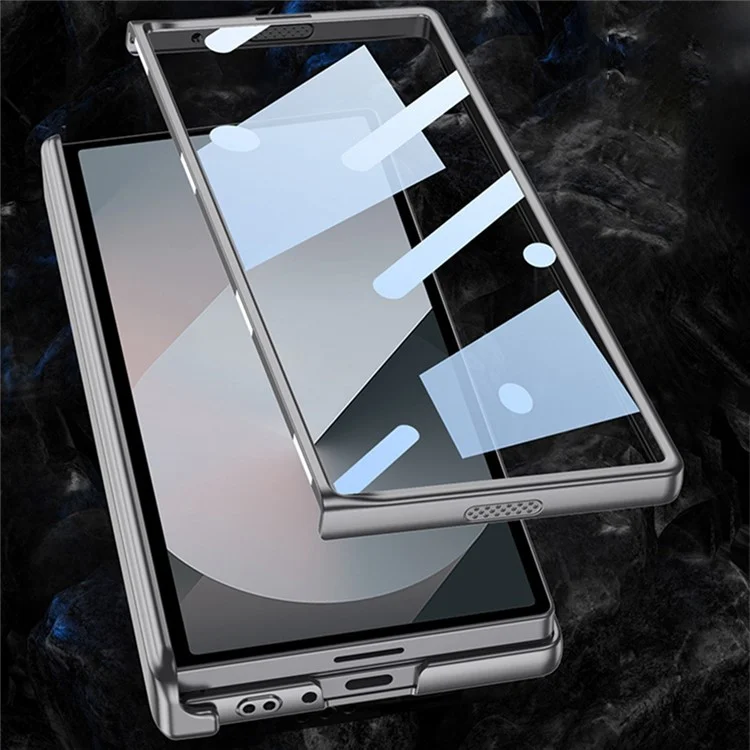 GKK Per Samsung Galaxy Z Fold6 5G Custodia Cerniera Magnetica Protettore PC Cover Telefonica con Pellicola Schermo - Grigio Titanio
