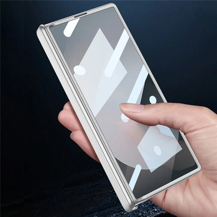 GKK Per Samsung Galaxy Z Fold6 5G Custodia Cerniera Magnetica Protettore PC Cover Telefonica con Pellicola Schermo - Grigio Titanio