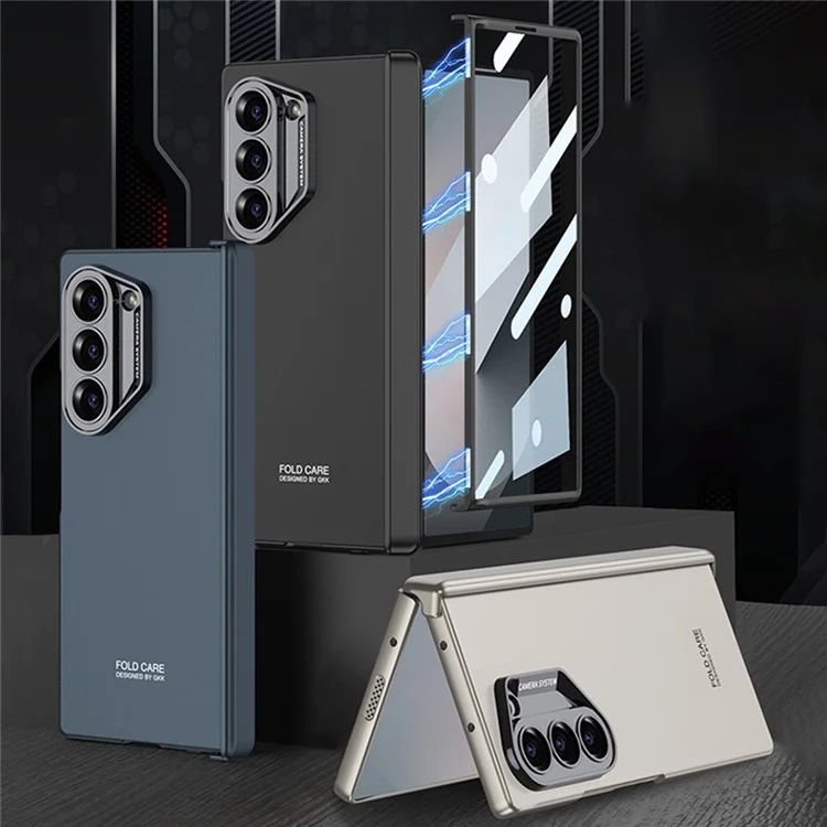 GKK Per Samsung Galaxy Z Fold6 5G Custodia Cerniera Magnetica Protettore PC Cover Telefonica con Pellicola Schermo - Grigio Titanio