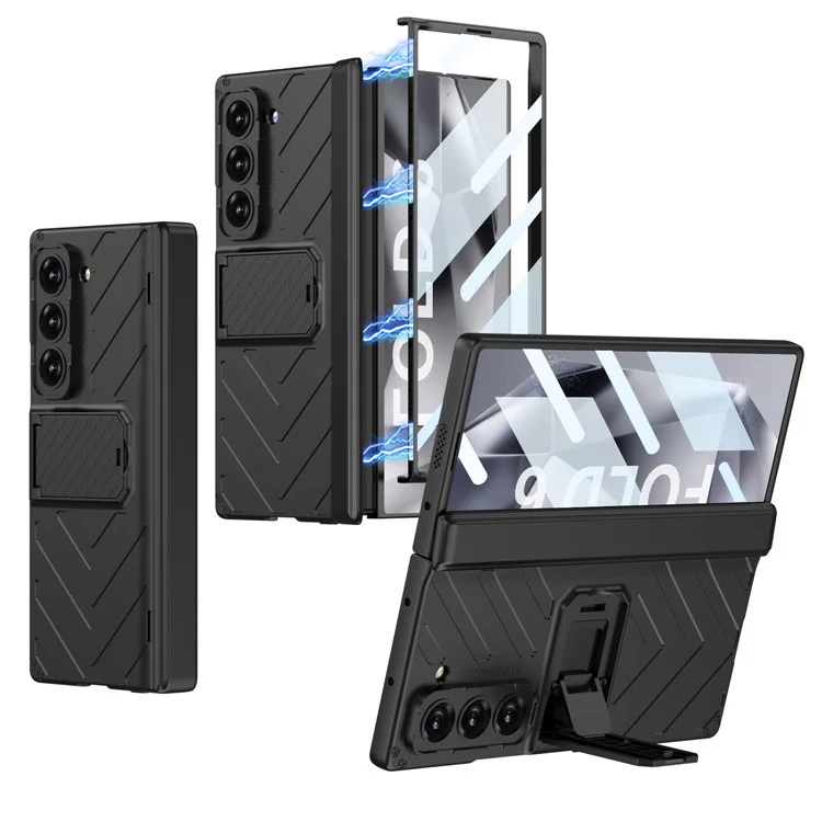 GKK Для Samsung Galaxy Z Fold6 5G Case Case Kickstand pc Phone Cover с Экраном - Черный