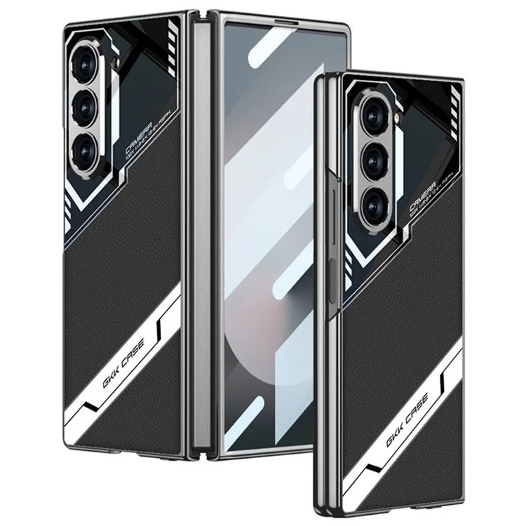 GKK For Samsung Galaxy Z Fold6 5G Case Shockproof PC+PU Phone Cover with Screen Film - Black