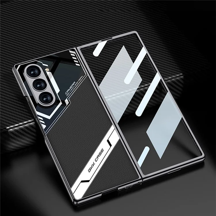 GKK For Samsung Galaxy Z Fold6 5G Case Shockproof PC+PU Phone Cover with Screen Film - Black