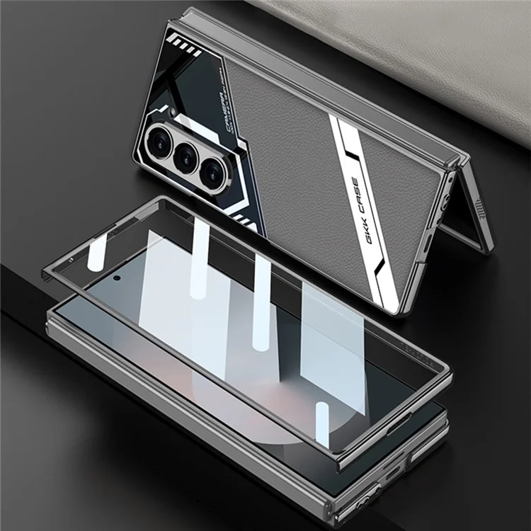 GKK For Samsung Galaxy Z Fold6 5G Case Shockproof PC+PU Phone Cover with Screen Film - Black