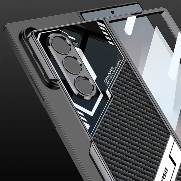 GKK For Samsung Galaxy Z Fold6 5G Case Shockproof PC+PU Phone Cover with Screen Film - Black