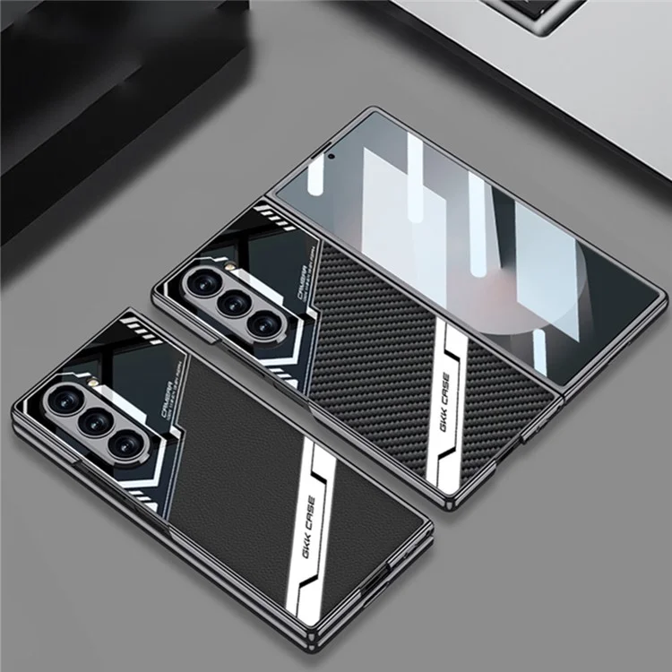 GKK For Samsung Galaxy Z Fold6 5G Case Shockproof PC+PU Phone Cover with Screen Film - Black