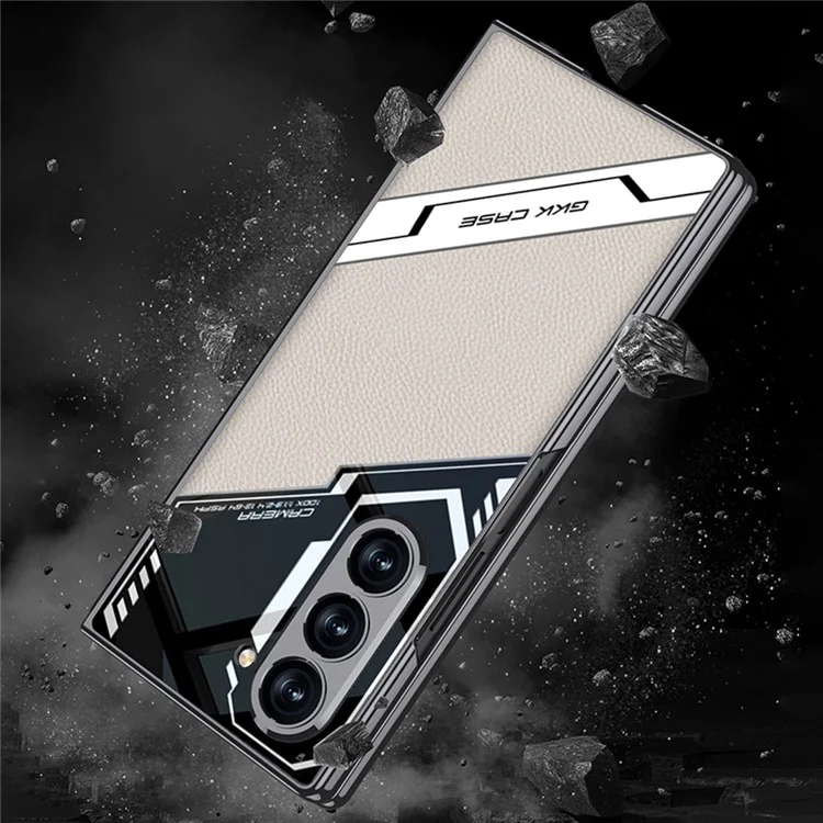 GKK For Samsung Galaxy Z Fold6 5G Case Shockproof PC+PU Phone Cover with Screen Film - Black