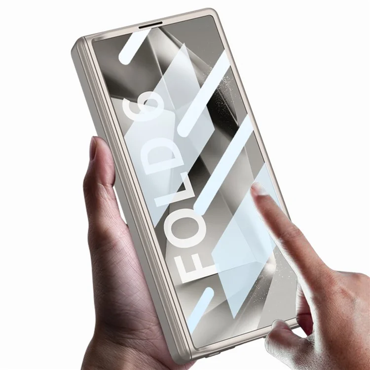 GKK For Samsung Galaxy Z Fold6 5G Case Kickstand PC+PU Phone Cover with Screen Film - Black