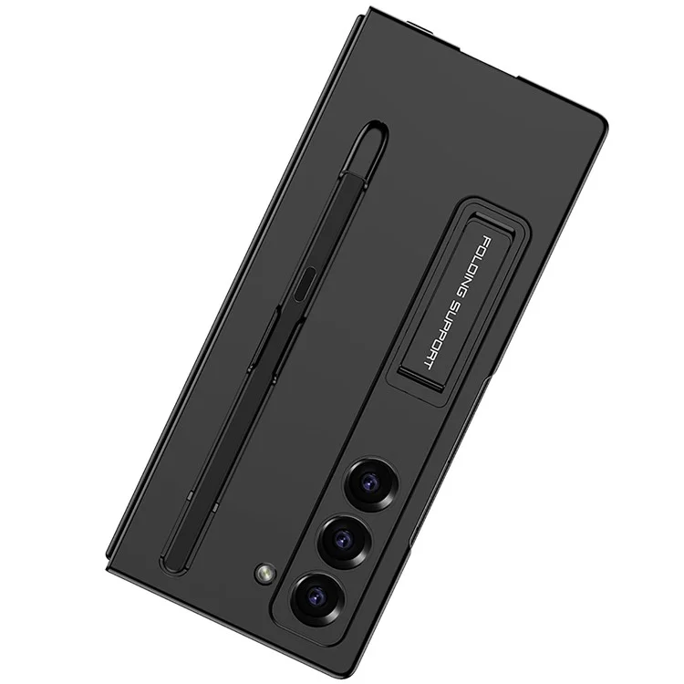 GKK For Samsung Galaxy Z Fold6 5G Case with Screen Film Kickstand Ultra Thin PC Phone Cover - Black