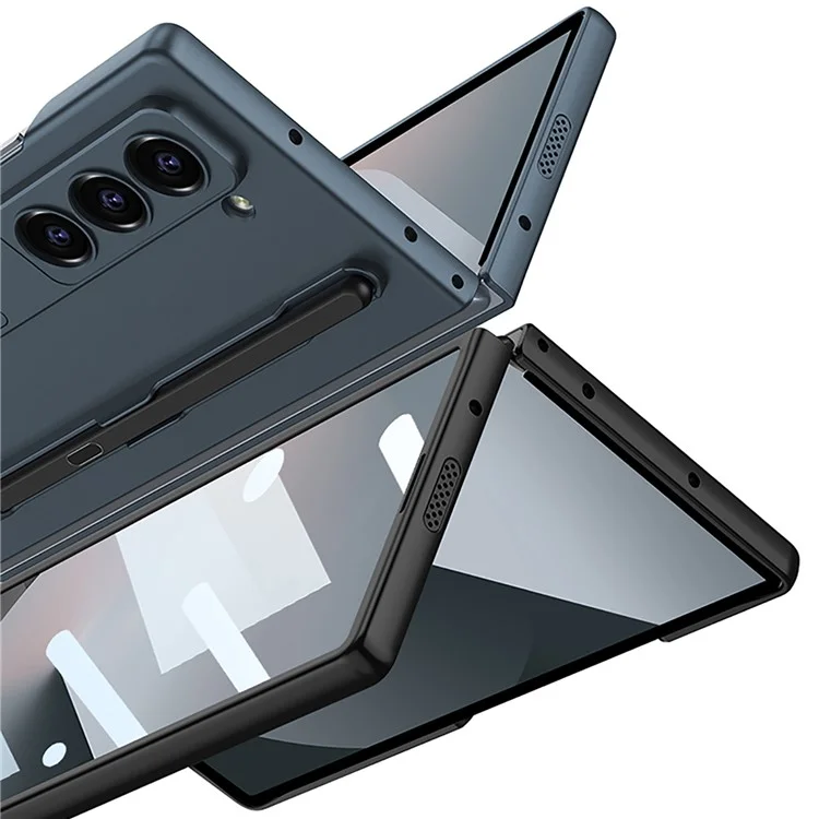 GKK For Samsung Galaxy Z Fold6 5G Case with Screen Film Kickstand Ultra Thin PC Phone Cover - Black
