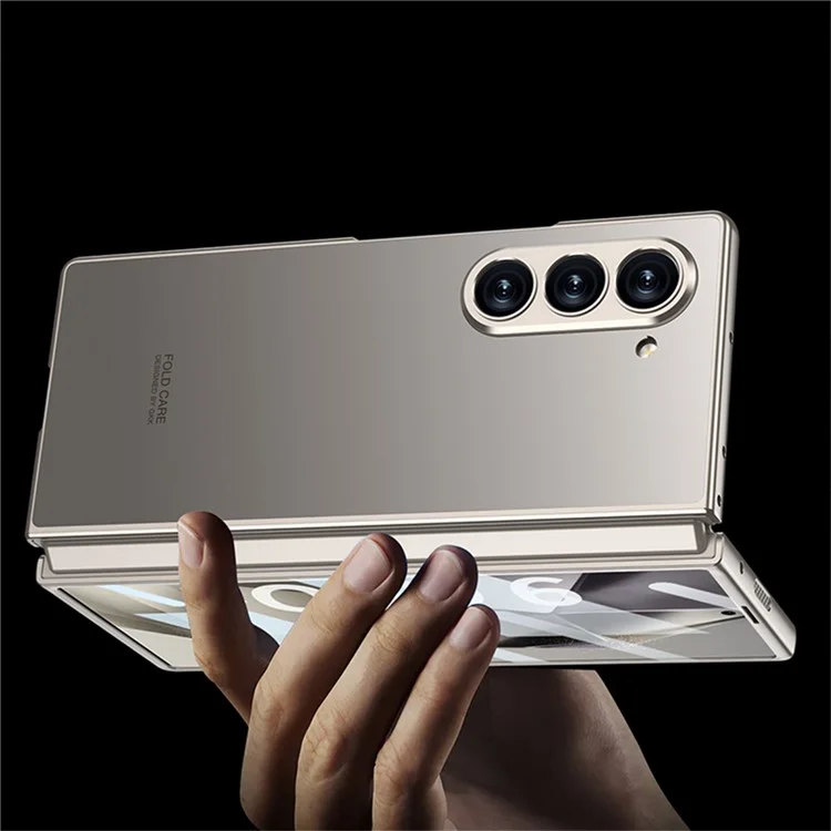 GKK For Samsung Galaxy Z Fold6 5G Case Protective PC+PU Phone Cover with Screen Film - Titanium Grey
