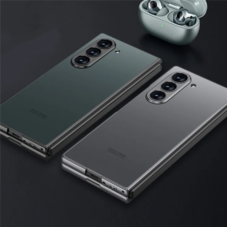GKK For Samsung Galaxy Z Fold6 5G Case Protective PC+PU Phone Cover with Screen Film - Titanium Grey