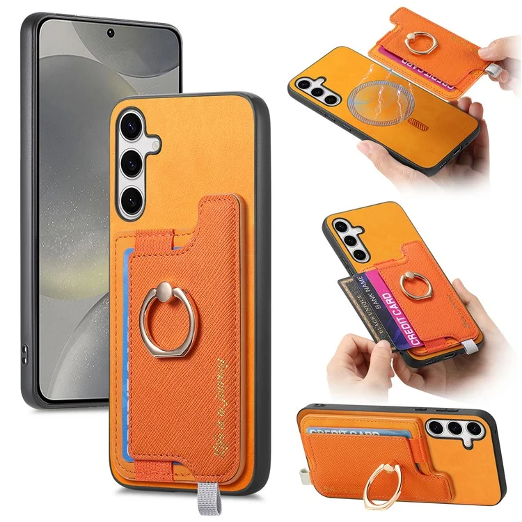 B5 Для Samsung Galaxy S24 Case 2-в-1 Магнитный Съемный Держатель Карты Кожа+тпу - Желтый