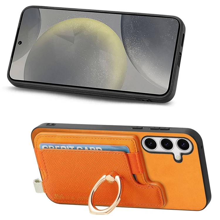 B5 Для Samsung Galaxy S24 Case 2-в-1 Магнитный Съемный Держатель Карты Кожа+тпу - Желтый