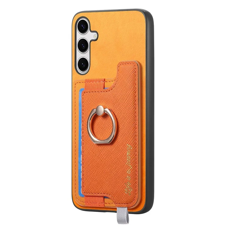 B5 Для Samsung Galaxy S24 Case 2-в-1 Магнитный Съемный Держатель Карты Кожа+тпу - Желтый