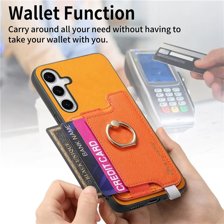 B5 Для Samsung Galaxy S24 Case 2-в-1 Магнитный Съемный Держатель Карты Кожа+тпу - Желтый