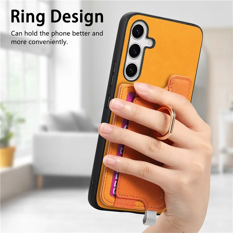 B5 Для Samsung Galaxy S24 Case 2-в-1 Магнитный Съемный Держатель Карты Кожа+тпу - Желтый