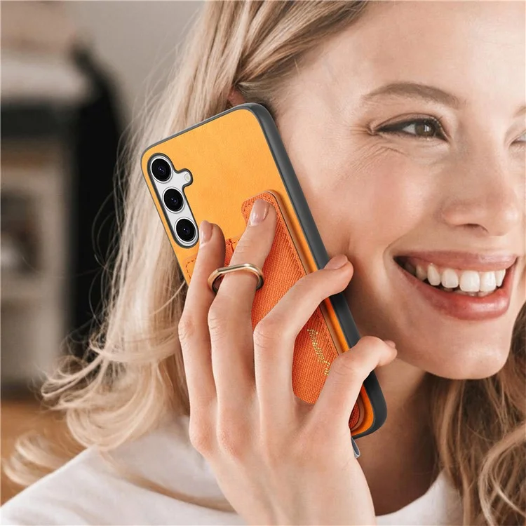B5 Для Samsung Galaxy S24 Case 2-в-1 Магнитный Съемный Держатель Карты Кожа+тпу - Желтый