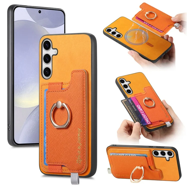 B5 Para Samsung Galaxy S24+ Case 2-in-1 Topeador de Tarjeta Desmontable Magnético Cuero+ Tpu Telete Cubierta - Amarillo