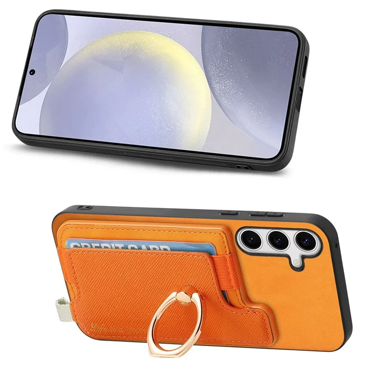 B5 Para Samsung Galaxy S24+ Case 2-in-1 Topeador de Tarjeta Desmontable Magnético Cuero+ Tpu Telete Cubierta - Amarillo