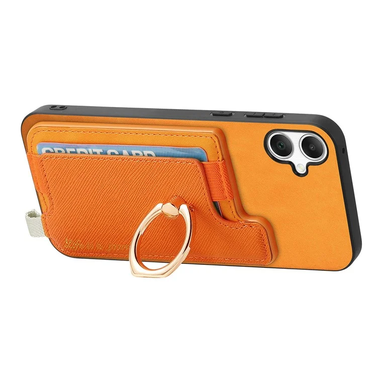B5 Para Samsung Galaxy A05 4G Case 2-in-1 Topeador de Tarjeta Desmontable Magnético Cuero+tpu Telete Cubierta - Amarillo