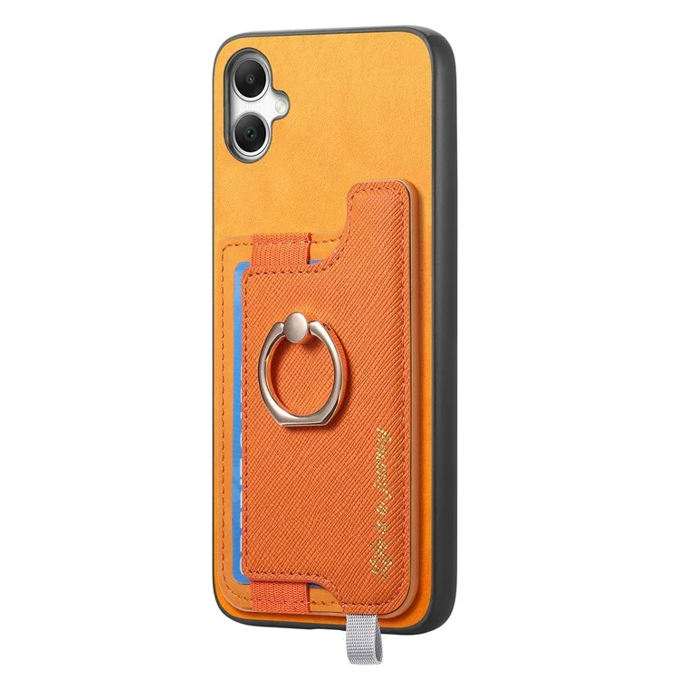 B5 Para Samsung Galaxy A05 4G Case 2-in-1 Topeador de Tarjeta Desmontable Magnético Cuero+tpu Telete Cubierta - Amarillo