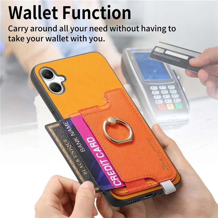 B5 Para Samsung Galaxy A05 4G Case 2-in-1 Topeador de Tarjeta Desmontable Magnético Cuero+tpu Telete Cubierta - Amarillo