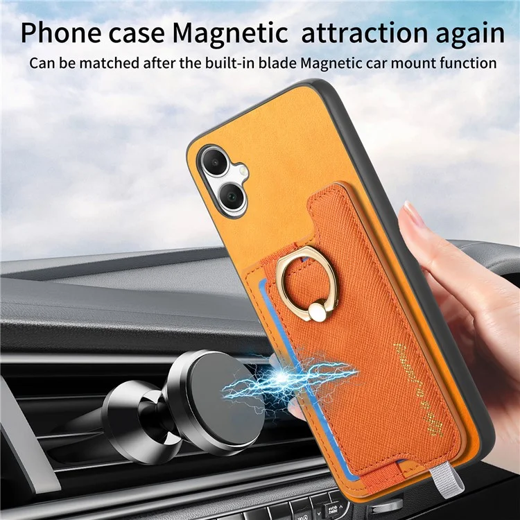 B5 Para Samsung Galaxy A05 4G Case 2-in-1 Topeador de Tarjeta Desmontable Magnético Cuero+tpu Telete Cubierta - Amarillo