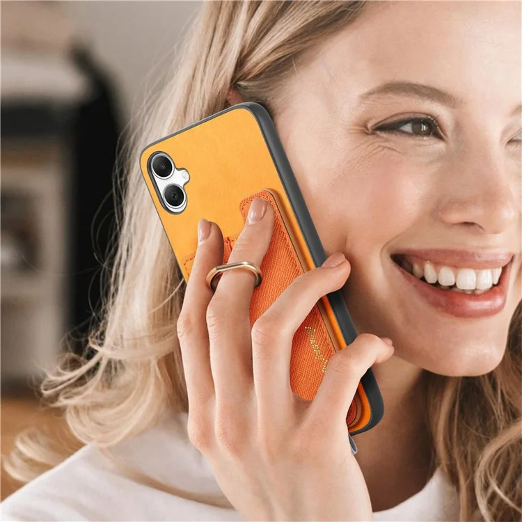 B5 Para Samsung Galaxy A05 4G Case 2-in-1 Topeador de Tarjeta Desmontable Magnético Cuero+tpu Telete Cubierta - Amarillo