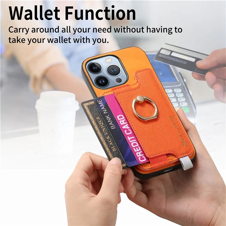 B5 Para Iphone 15 Pro Case 2-in-1 Topeador de Tarjeta Magnético Magnético Cuero+tpu Telete Portada - Amarillo