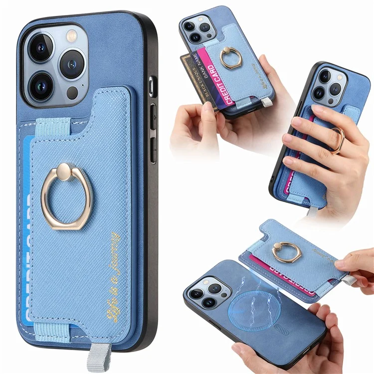 B5 Para Iphone 15 Pro Max Case 2-in-1 Magnetic Tarjeta Desmontable de Cuero+tpu Telephip Cover - Azul