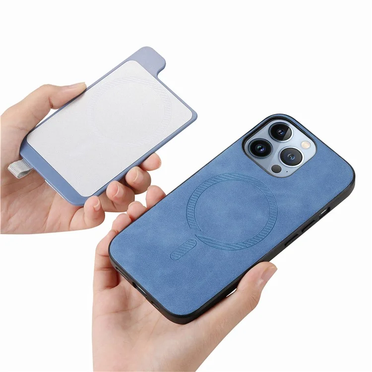 B5 Para Iphone 15 Pro Max Case 2-in-1 Magnetic Tarjeta Desmontable de Cuero+tpu Telephip Cover - Azul