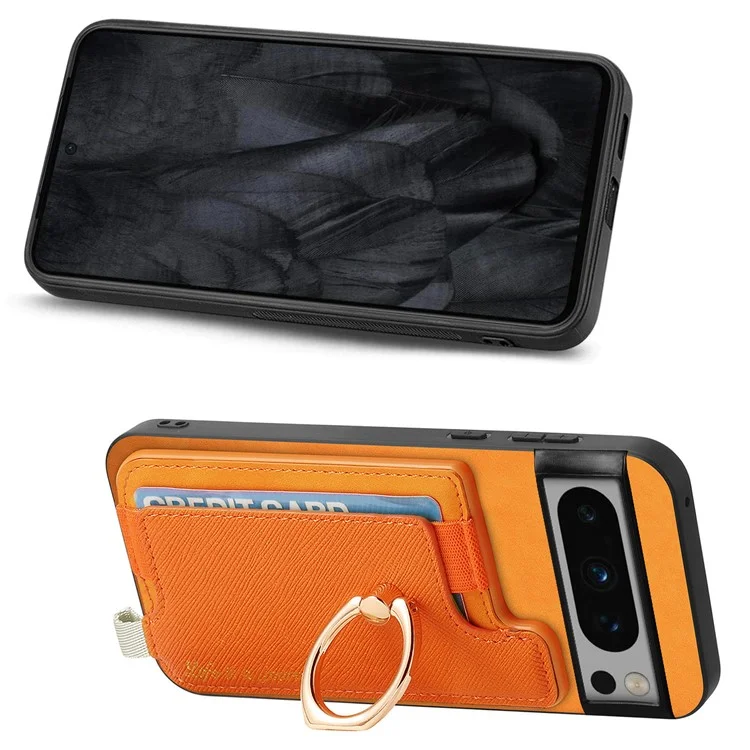 B5 Für Google Pixel 8 Pro Hülle 2-in-1 Magnetische abnehmbare Kartenfach Leder+TPU Handyhülle - Gelb