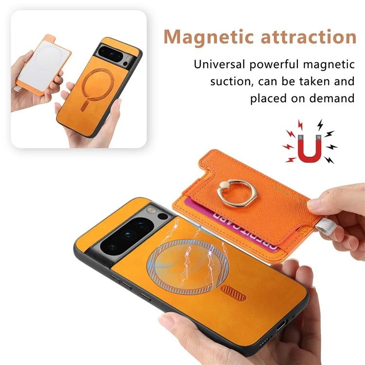 B5 Für Google Pixel 8 Pro Hülle 2-in-1 Magnetische abnehmbare Kartenfach Leder+TPU Handyhülle - Gelb