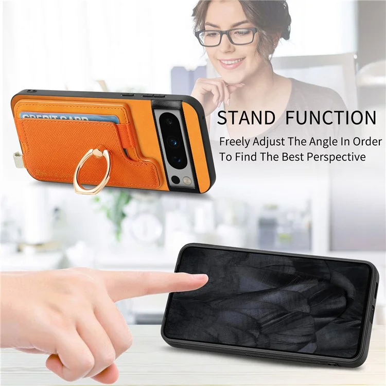 B5 Für Google Pixel 8 Pro Hülle 2-in-1 Magnetische abnehmbare Kartenfach Leder+TPU Handyhülle - Gelb