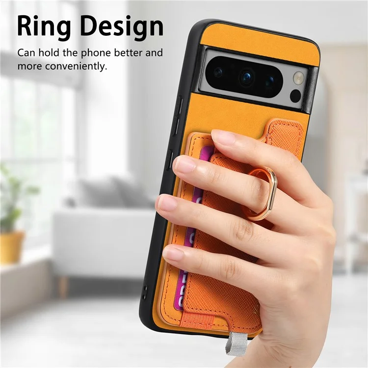 B5 Für Google Pixel 8 Pro Hülle 2-in-1 Magnetische abnehmbare Kartenfach Leder+TPU Handyhülle - Gelb