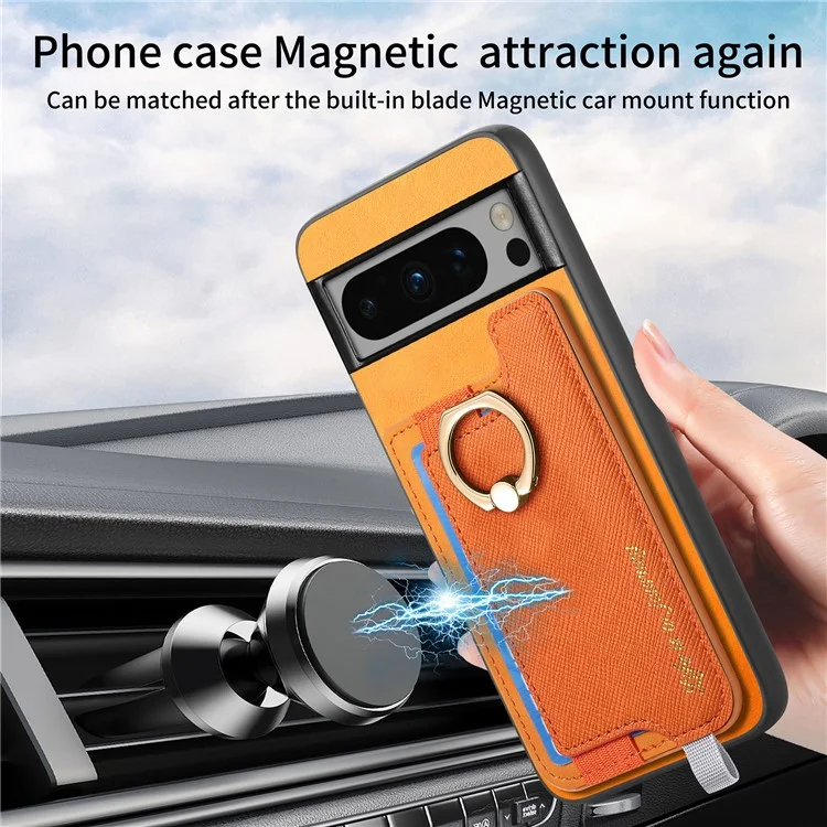 B5 Für Google Pixel 8 Pro Hülle 2-in-1 Magnetische abnehmbare Kartenfach Leder+TPU Handyhülle - Gelb