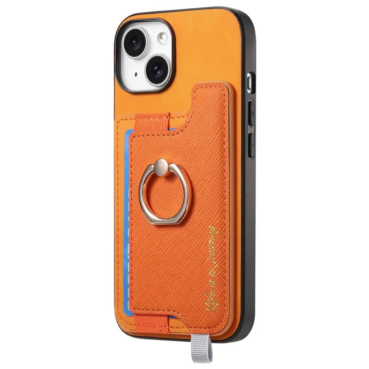 B5 Pour Iphone 14 Case 2-en-1 Magnétique Détalable du Support de Carte en Cuir + Couverture de Téléphone Tpu - Jaune
