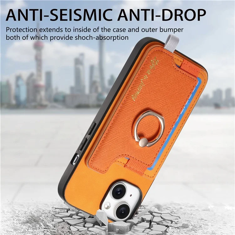 B5 Pour Iphone 14 Case 2-en-1 Magnétique Détalable du Support de Carte en Cuir + Couverture de Téléphone Tpu - Jaune