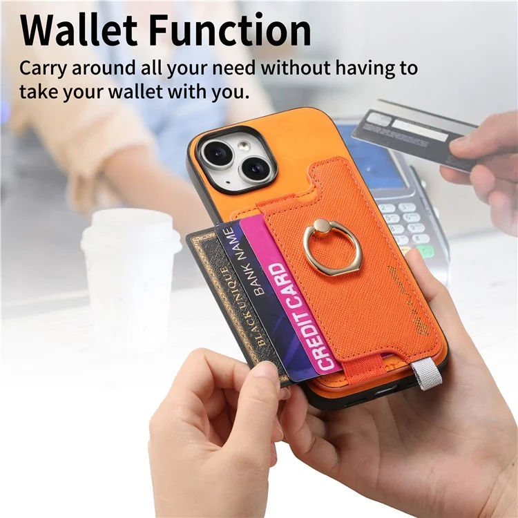 B5 Pour Iphone 14 Case 2-en-1 Magnétique Détalable du Support de Carte en Cuir + Couverture de Téléphone Tpu - Jaune