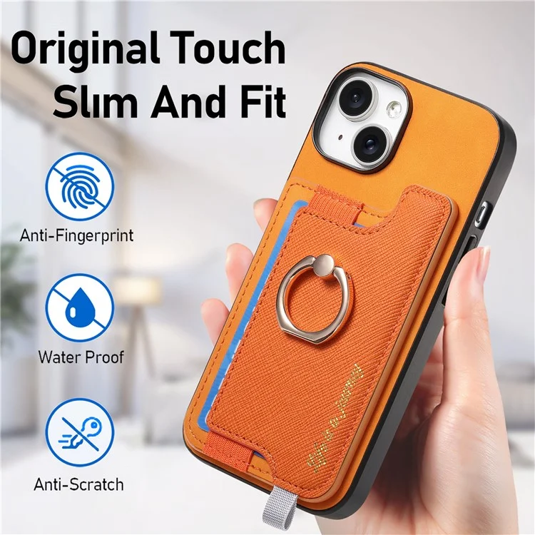 B5 Pour Iphone 14 Case 2-en-1 Magnétique Détalable du Support de Carte en Cuir + Couverture de Téléphone Tpu - Jaune