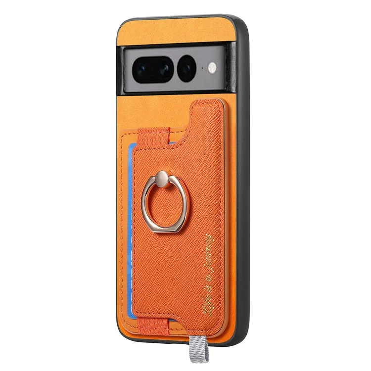 B5 Для Google Pixel 7 Pro 5G Case 2-в-1 Магнитный Съемный Держатель Карты Кожа+tpu Phone Cover - Желтый