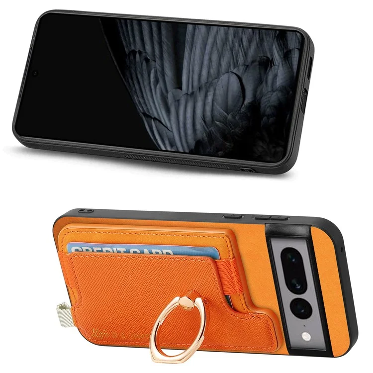 B5 Для Google Pixel 7 Pro 5G Case 2-в-1 Магнитный Съемный Держатель Карты Кожа+tpu Phone Cover - Желтый
